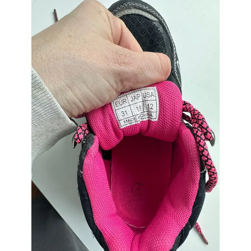 Girls Black & Pink Hiking Boots Size 12 Trail Sneakers